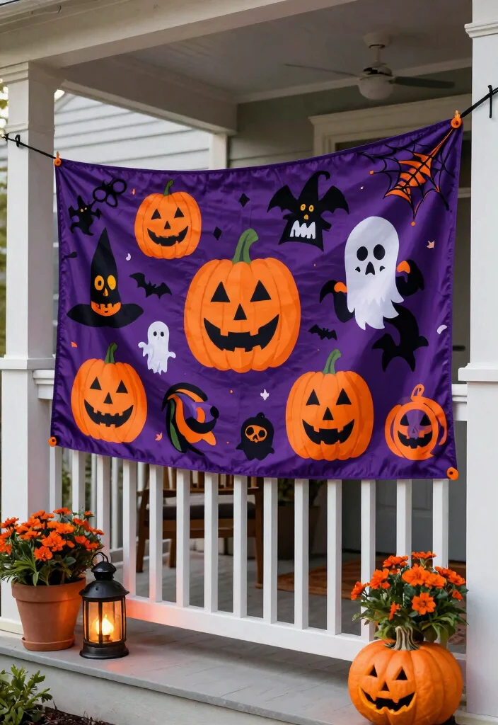 15 Halloween Front Porch Ideas That Stay Put in Wind and Rain - 8. Durable Festive Banners 1