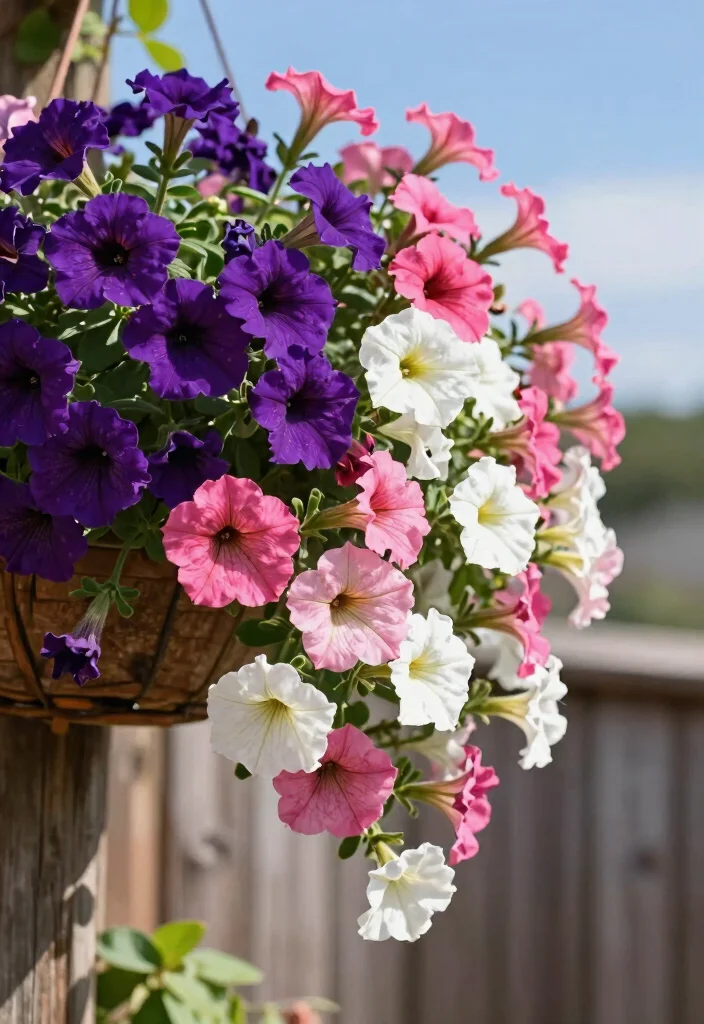 15 Hanging Plants Outdoor Ideas That Survive Full Sun Without Wilting - 1. Trailing Petunias 1