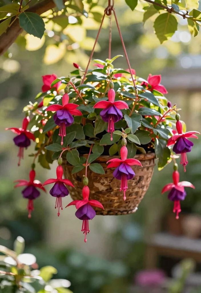 15 Hanging Plants Outdoor Ideas That Survive Full Sun Without Wilting - 14. Fuchsia 1