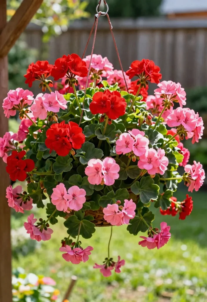 15 Hanging Plants Outdoor Ideas That Survive Full Sun Without Wilting - 15. Geraniums 1