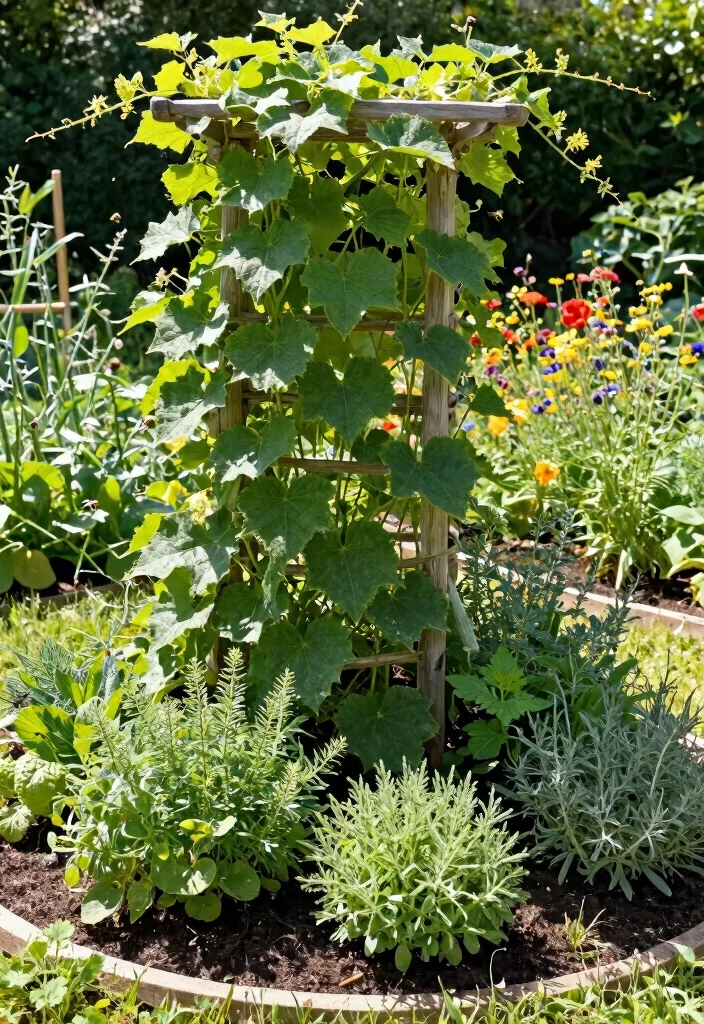 15 Planter Box With Trellis Ideas That Support Heavy Climbing Vines - 10. Herb Spiral with Climbing Trellis 1