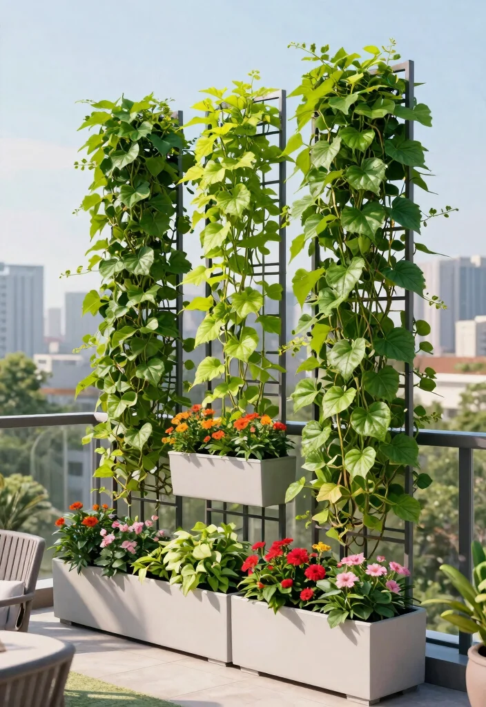 15 Planter Box With Trellis Ideas That Support Heavy Climbing Vines - 2. Vertical Garden with Adjustable Trellis Panels 1
